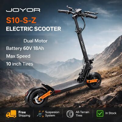 Trottinette électrique pour adultes JOYOR S10-S-Z, moteur 60V18AH, batterie, pneus pneumatiques tout-terrain de 10 pouces, trottinette électrique pliable - Publicité Trottinette électrique pour adultes JOYOR S10-S-Z, moteur 60V18AH, batterie, pneus pneumatiques tout-terrain de 10 pouces, trottinette électrique pliable - Publicité