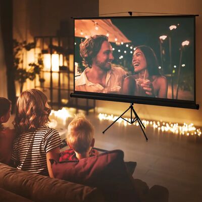 HOMCOM Écran de projection pliable sur trépied 100 pouces 4K HD 16:9, écran de projecteur à hauteur réglable, idéal pour home cinéma, visionnage intérieur/extérieur - Publicité HOMCOM Écran de projection pliable sur trépied 100 pouces 4K HD 16:9, écran de projecteur à hauteur réglable, idéal pour home cinéma, visionnage intérieur/extérieur - Publicité