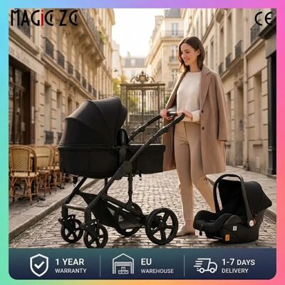 Magic ZC(母婴) Système de voyage pour bébé Magic ZC 3-en-1 avec siège auto pour nourrisson, nacelle réversible, poussette convertible, pliage compact à une main, poussette absorbant les chocs, roues tout-terrain en - Publicité Magic ZC(母婴) Système de voyage pour bébé Magic ZC 3-en-1 avec siège auto pour nourrisson, nacelle réversible, poussette convertible, pliage compact à une main, poussette absorbant les chocs, roues tout-terrain en - Publicité