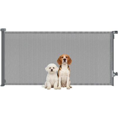 Barrière de sécurité rétractable pour chien Pawhut, extensible jusqu'à 180 cm de large, pour escaliers et portes, gris - Publicité Barrière de sécurité rétractable pour chien Pawhut, extensible jusqu'à 180 cm de large, pour escaliers et portes, gris - Publicité
