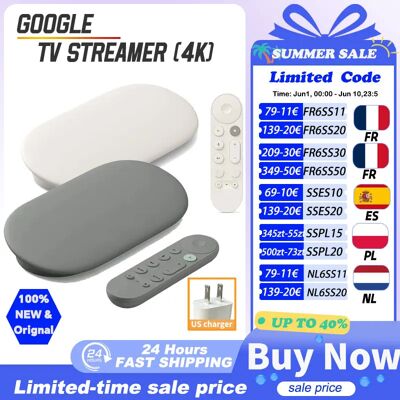 Lecteur multimédia Google TV 4K Porcelain/Hazel, prend en charge la technologie 4K, HDR et Dolby Vision, appareils connectés pour la maison intelligente, chargeur US. Publicité Lecteur multimédia Google TV 4K Porcelain/Hazel, prend en charge la technologie 4K, HDR et Dolby Vision, appareils connectés pour la maison intelligente, chargeur US. Publicité
