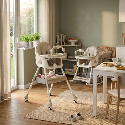 Magic ZC(母婴) Chaise haute pour bébé convertible 4 en 1, chaise de repas multifonctionnelle pour nourrissons, dossier inclinable à 4 positions, plateau double, support pour jouets, fonction de chaise à bascule, - Publicité Magic ZC(母婴) Chaise haute pour bébé convertible 4 en 1, chaise de repas multifonctionnelle pour nourrissons, dossier inclinable à 4 positions, plateau double, support pour jouets, fonction de chaise à bascule, - Publicité