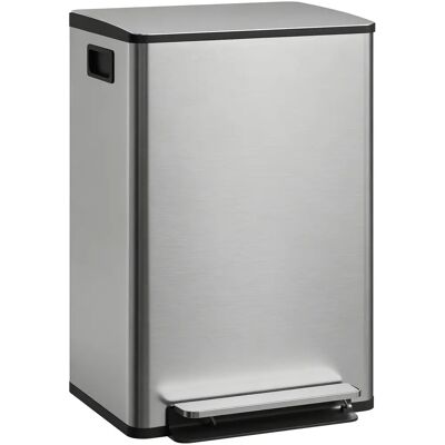 HOMCOM Poubelle cuisine 50L, poubelle à pédale en acier inoxydable avec seau intérieur amovible, couvercle à fermeture douce et maintien en ouverture, filtre anti-odeurs, poignées, anti-traces, argent - Publicité HOMCOM Poubelle cuisine 50L, poubelle à pédale en acier inoxydable avec seau intérieur amovible, couvercle à fermeture douce et maintien en ouverture, filtre anti-odeurs, poignées, anti-traces, argent - Publicité