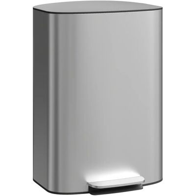 HOMCOM Poubelle cuisine 50L, poubelle à pédale en acier inoxydable avec seau intérieur amovible, couvercle à fermeture douce et maintien en ouverture, filtre anti-odeurs, poignées, anti-traces, gris - Publicité HOMCOM Poubelle cuisine 50L, poubelle à pédale en acier inoxydable avec seau intérieur amovible, couvercle à fermeture douce et maintien en ouverture, filtre anti-odeurs, poignées, anti-traces, gris - Publicité