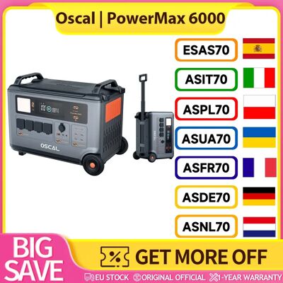 Other Oscal PowerMax6000 Centrale électrique robuste 6000 W, batterie LiFePO4 3600 Wh à 57600 Wh, 14 prises, sortie double tension 120 V/240 V, Cercle de vie plus de 3500, contrôle par application - Publicité Other Oscal PowerMax6000 Centrale électrique robuste 6000 W, batterie LiFePO4 3600 Wh à 57600 Wh, 14 prises, sortie double tension 120 V/240 V, Cercle de vie plus de 3500, contrôle par application - Publicité