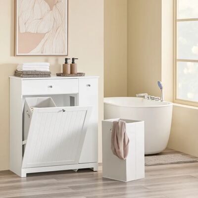 SoBuy BZR214-W Meuble de salle de bain avec collecteur de linge, 1 tiroir, 2 paniers et compartiment coulissant 78x38x90cm - Publicité SoBuy BZR214-W Meuble de salle de bain avec collecteur de linge, 1 tiroir, 2 paniers et compartiment coulissant 78x38x90cm - Publicité