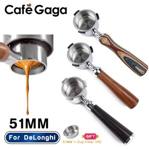 CafeGaGa Porte-filtre à café sans fond, 51mm, nu, pour Delonghi EC680 EC685 EC200, panier filtrant, accessoires de Machine à expresso, outils Barista