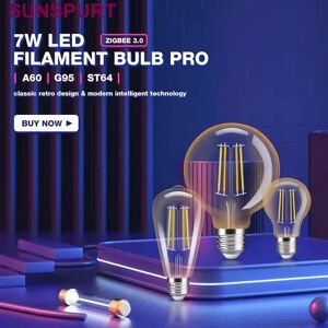 5ZIGBEE 3.0 maison intelligente Gledopto rétro LED ampoule à Filament E27 A60 G95 ST64 7W Dimmable pour la décoration intérieure chambre salle à manger image