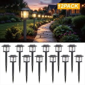NONE Lot de 1 à 12 lampes solaires d'extérieur avec capteur de lumière, lampes solaires étanches, éclairage solaire paysager pour cour, patio, allée