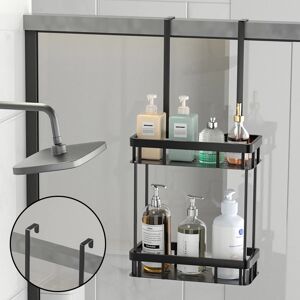 Caddie de douche au-dessus de la porte, support de rangement pour salle de bain, étagère suspendue pour salle de bain, étagère de douche Double couche, organisateur de caddie de salle de bain image