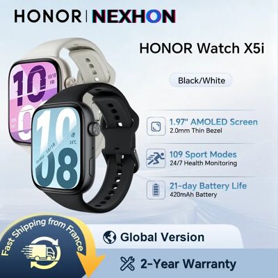 Honor Watch X5i, nouvelle version mondiale 2026, écran AMOLED à bord fin de 1,97 pouces, autonomie de 21 jours, 109 modes sportifs - Publicité Honor Watch X5i, nouvelle version mondiale 2026, écran AMOLED à bord fin de 1,97 pouces, autonomie de 21 jours, 109 modes sportifs - Publicité