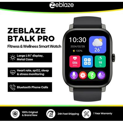 Montre connectée Zeblaze Btalk PRO avec appels vocaux, écran HD 1,91'', moniteur de fréquence cardiaque, SpO2 et de stress, modes sportifs multiples - Publicité Montre connectée Zeblaze Btalk PRO avec appels vocaux, écran HD 1,91'', moniteur de fréquence cardiaque, SpO2 et de stress, modes sportifs multiples - Publicité