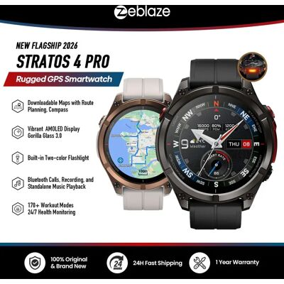 Nouvelle montre connectée GPS robuste Zeblaze Stratos 4 PRO 2026 avec écran AMOLED, téléchargement gratuit de cartes, lampe torche bicolore et stockage de musique - Publicité Nouvelle montre connectée GPS robuste Zeblaze Stratos 4 PRO 2026 avec écran AMOLED, téléchargement gratuit de cartes, lampe torche bicolore et stockage de musique - Publicité