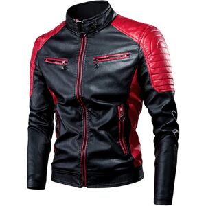 Ayrbao Veste en cuir pour homme à col montant, style rétro, pour le printemps et l'automne, veste de moto en cuir PU, coupe-vent, veste décontractée tendance