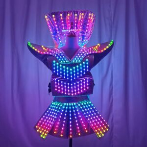 TEMLASER Robe miroir LED pour femme, tenue de soirée lumineuse,