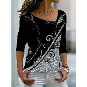 Aucun T-Shirt à Manches sulfet Col Asymétrique pour Femme Haut