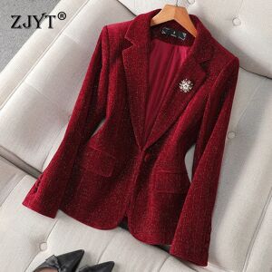 ZJYT-Veste en Velours Côtelé pour Femme, Blazer Chic et Vintage,
