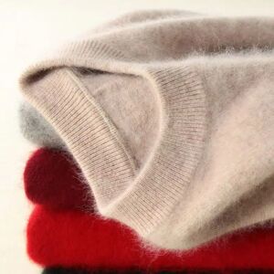 MoYueBiFeng Pull en cachemire de vison à col mi-haut pour