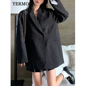 YERMORA-Blazer décontracté grande taille avec biscuits pour femme, veste à