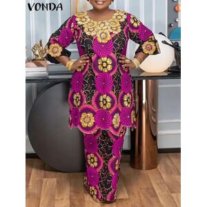 VONDA-Ensemble robe pour femme, grande taille 5XL, style bohème, vintage,
