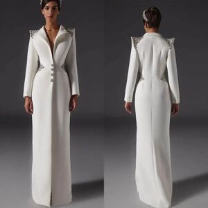 NCDIMS Femmes longue Blazer robe grande taille mince perles col