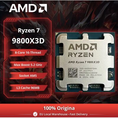 Processeur AMD Ryzen 7 9800X3D 8 cœurs, fréquence maximale de 5,2 GHz, cache L3 de 96 Mo, TDP de 120 W, socket AM5, refroidisseur non inclus - Publicité Processeur AMD Ryzen 7 9800X3D 8 cœurs, fréquence maximale de 5,2 GHz, cache L3 de 96 Mo, TDP de 120 W, socket AM5, refroidisseur non inclus - Publicité