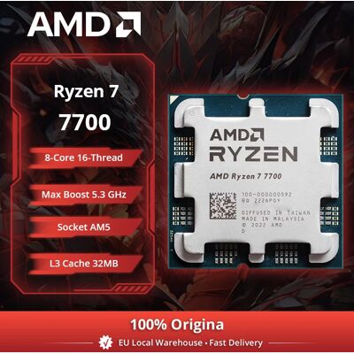 Processeur de bureau AMD Ryzen 7 7700, 8 cœurs, 4,5 GHz, 5 nm, 32 Mo de cache L3, socket AM5 (refroidisseur non inclus) - Publicité Processeur de bureau AMD Ryzen 7 7700, 8 cœurs, 4,5 GHz, 5 nm, 32 Mo de cache L3, socket AM5 (refroidisseur non inclus) - Publicité