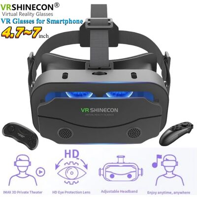 VR SHINECON Lunettes 3D de réalité virtuelle G13 IMAX, écran géant, boîte en carton Google, casque VR pour téléphone 4.7-7 pouces, Support de contrôleur de jeu - Publicité VR SHINECON Lunettes 3D de réalité virtuelle G13 IMAX, écran géant, boîte en carton Google, casque VR pour téléphone 4.7-7 pouces, Support de contrôleur de jeu - Publicité