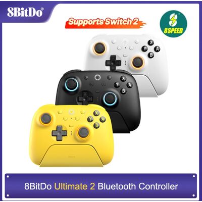 8BitDo - Contrôleur Bluetooth sans fil Ultimate 2 pour Nintendo Switch, PC, Windows 10,11 avec station de chargement, joysticks TMR et 8 vitesses - Publicité 8BitDo - Contrôleur Bluetooth sans fil Ultimate 2 pour Nintendo Switch, PC, Windows 10,11 avec station de chargement, joysticks TMR et 8 vitesses - Publicité