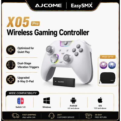 Manette de jeu sans fil EasySMX X05 Pro avec boutons silencieux pour Windows, Switch, iOS, Android, Steam, joystick à effet Hall. Publicité Manette de jeu sans fil EasySMX X05 Pro avec boutons silencieux pour Windows, Switch, iOS, Android, Steam, joystick à effet Hall. Publicité