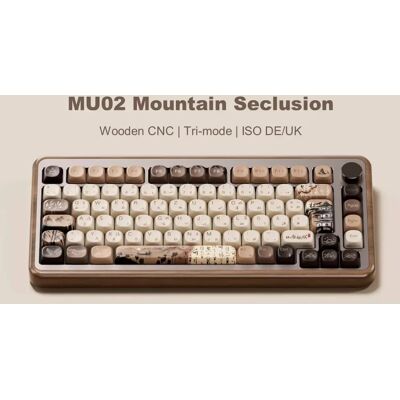Akko MU02 75% Mountain Seclusion clavier De jeu mécanique en bois VIA ISO DE/UK RGB échange à chaud BT5.0/2.4G sans fil et type-c filaire - Publicité Akko MU02 75% Mountain Seclusion clavier De jeu mécanique en bois VIA ISO DE/UK RGB échange à chaud BT5.0/2.4G sans fil et type-c filaire - Publicité