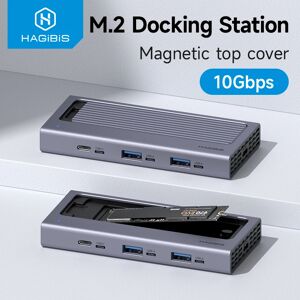 Hagibis-Boîtier SSD M.2 avec concentrateur USB C, couvercle magnétique, boîtier