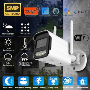 ZRGAE Tuya Wifi caméra IP sans fil HD 5MP AI humain détecter caméra CCTV balle Surveillance extérieure Protection de sécurité caméra étanche