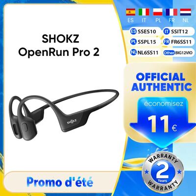 Écouteurs sportifs originaux SHOKZ OpenRun Pro 2 S820, conduction osseuse, sans fil, Bluetooth 5.3, étanches IP55, autonomie de 12 heures - Publicité Écouteurs sportifs originaux SHOKZ OpenRun Pro 2 S820, conduction osseuse, sans fil, Bluetooth 5.3, étanches IP55, autonomie de 12 heures - Publicité