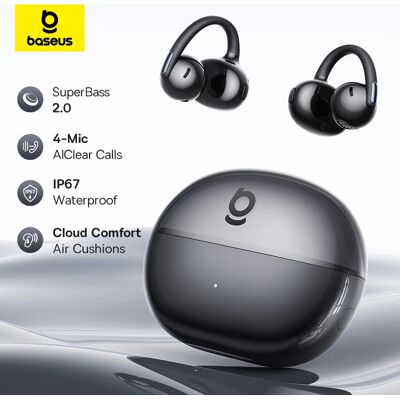 Écouteurs sans fil TWS à clipser Baseus Bowie MC2 AIR, Bluetooth 6.0, Oreillettes ouvertes, 4 micros ENC, Casque sport - Publicité Écouteurs sans fil TWS à clipser Baseus Bowie MC2 AIR, Bluetooth 6.0, Oreillettes ouvertes, 4 micros ENC, Casque sport - Publicité