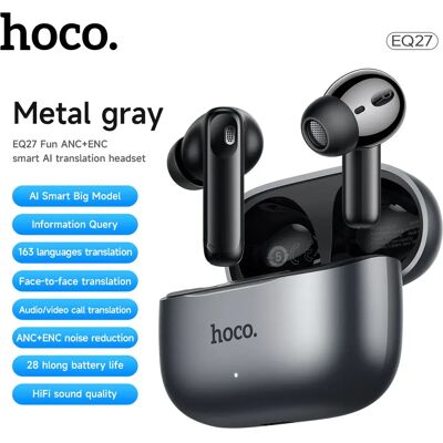 HOCO EQ27 AI ANC + ENC Smart AI traduction casques Bluetooth écouteurs sport casque HIifi écouteurs avec APP boîte de chargement nouveau - Publicité HOCO EQ27 AI ANC + ENC Smart AI traduction casques Bluetooth écouteurs sport casque HIifi écouteurs avec APP boîte de chargement nouveau - Publicité