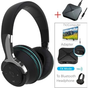 SHOUMI Tv Bluetooth casque sans fil casque avec micro USB adaptateur casque suppression du bruit stéréo pliable basse pour TV écouteur