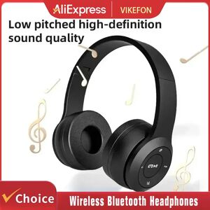 VIKEFON Casque sans fil Bluetooth P47 avec microphone, casque pliable, son HiFi basse, musique stéréo, écouteurs pour smartphones, TV et jeux