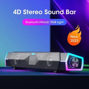 NOCCLILI Barre de son stéréo 4D, haut-parleur PC, barre de son Surround, Bluetooth, sans fil, filaire, pour ordinateur, caisson de basses rvb, pour ordinateur portable, cinéma, TV