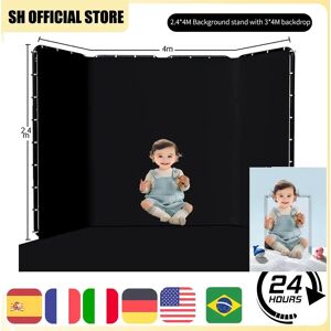 SH Cadre de fond 2,4x4 noir/blanc/vert/gris, écran mural pliable pour