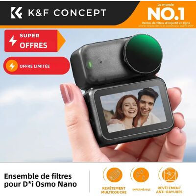 K&F CONCEPT Ensemble de Filtres pour Caméra de Vlog DJI Osmo Nano ND CPL Diffusion Noire 1/4 Densité Neutre Polarisant Verre Optique HD - Publicité K&F CONCEPT Ensemble de Filtres pour Caméra de Vlog DJI Osmo Nano ND CPL Diffusion Noire 1/4 Densité Neutre Polarisant Verre Optique HD - Publicité