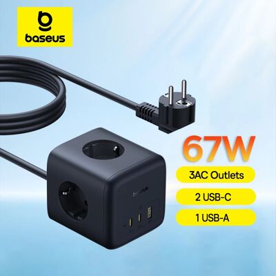 Baseus 67W GaN chargeur bande d'alimentation rapide USB-C charge rapide 3AC prise 6 en 1 Station de bureau pour ordinateur portable iPhone Samsung Xiaomi - Publicité Baseus 67W GaN chargeur bande d'alimentation rapide USB-C charge rapide 3AC prise 6 en 1 Station de bureau pour ordinateur portable iPhone Samsung Xiaomi - Publicité