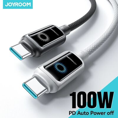 Câble USB-C Joyroom 100W à arrêt automatique, charge rapide, pour iPhone 17 16 15 Pro Max, Xiaomi, Samsung S-A55 - Publicité Câble USB-C Joyroom 100W à arrêt automatique, charge rapide, pour iPhone 17 16 15 Pro Max, Xiaomi, Samsung S-A55 - Publicité