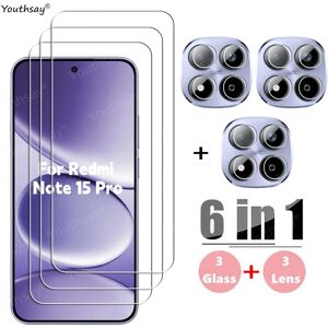 Youthsay Verre trempé 6 en 1 pour Redmi Note 15 Pro 5G, protecteur d'écran pour Xiaomi Redmi Note 15 Pro, Film d'objectif de téléphone Redmi Note 15 Pro