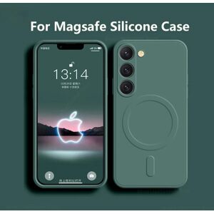 NONE couverture de charge magnétique sans fil Magsafe pour Samsung Galaxy S25, S26, S24, S23 Ultra Plus FE, coque souple en silicone liquide, Étuis de téléphone Samsung Galaxy S25 Ultra