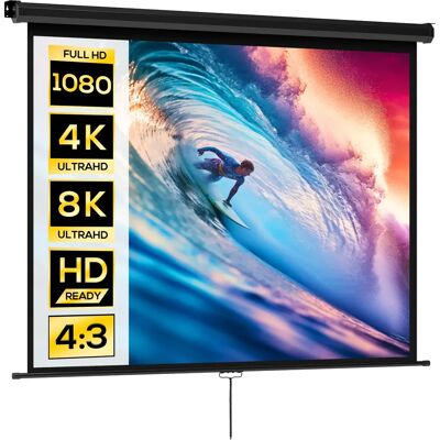 HOMCOM Écran de projection de 84 pouces, écran vidéoprojecteur, pour home cinéma, 4:3 4K HD, fixation mur ou plafond, 181 x 8 x 138 cm, noir - Publicité HOMCOM Écran de projection de 84 pouces, écran vidéoprojecteur, pour home cinéma, 4:3 4K HD, fixation mur ou plafond, 181 x 8 x 138 cm, noir - Publicité