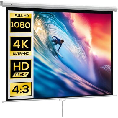 HOMCOM Écran de projection de 84 pouces, écran vidéoprojecteur, pour home cinéma, 4:3 4K HD, fixation mur ou plafond, 181 x 8 x 138 cm, blanc - Publicité HOMCOM Écran de projection de 84 pouces, écran vidéoprojecteur, pour home cinéma, 4:3 4K HD, fixation mur ou plafond, 181 x 8 x 138 cm, blanc - Publicité