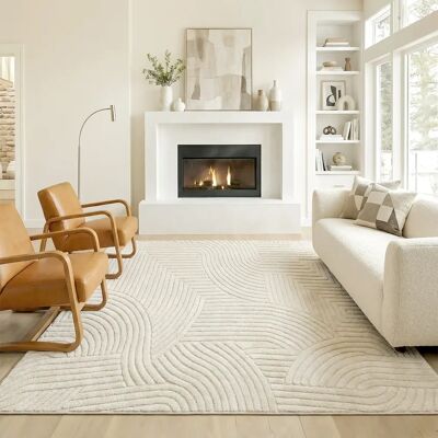 HOMCOM Tapis de salon 200 x 140 cm à poils épais géométrique, moelleux et antidérapant, style moderne, adapté au salon, chambre à coucher et bureau, crème - Publicité HOMCOM Tapis de salon 200 x 140 cm à poils épais géométrique, moelleux et antidérapant, style moderne, adapté au salon, chambre à coucher et bureau, crème - Publicité