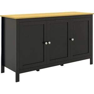 HOMCOM Buffet meuble de rangement avec 3 portes 2 étagères réglables plateau aspect bois clair - 120 x 40 x 70 cm noir - Publicité HOMCOM Buffet meuble de rangement avec 3 portes 2 étagères réglables plateau aspect bois clair - 120 x 40 x 70 cm noir - Publicité