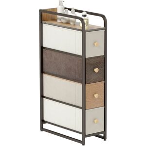 HOMCOM Commode avec 4 tiroirs en tissu pliables, commode chambre, meuble de rangement étroit avec plateau et cadre en acier, sty - Publicité HOMCOM Commode avec 4 tiroirs en tissu pliables, commode chambre, meuble de rangement étroit avec plateau et cadre en acier, sty - Publicité
